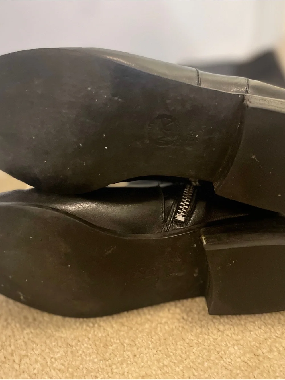 Michael Kors Black Leather Boots with MK Charm